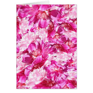Pink & Magenta Peony Floral Pattern Blank Cards