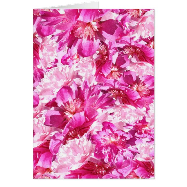 Pink & Magenta Peony Floral Pattern Blank Cards (Front)