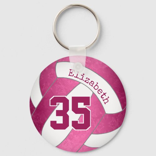 pink magenta personalized girly volleyball keychain