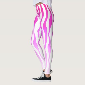 Pink Magenta Skin Zebra Stripes Leggings by zlatkocro at Zazzle