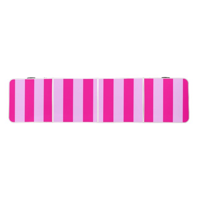 Pink & Magenta Stripe Pattern Beer Pong Table (Top)