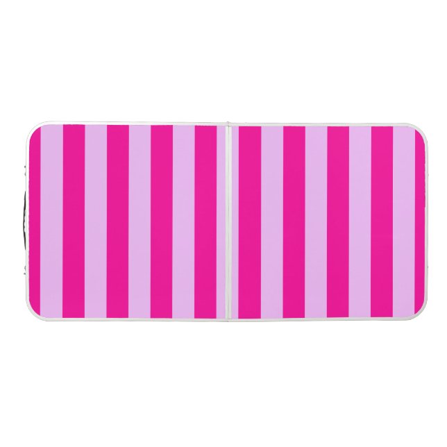 Pink & Magenta Stripe Pattern Beer Pong Table (Top)