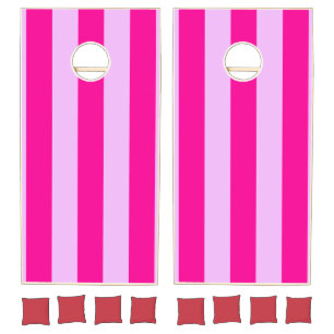 Pink & Magenta Stripe Pattern Cornhole Set