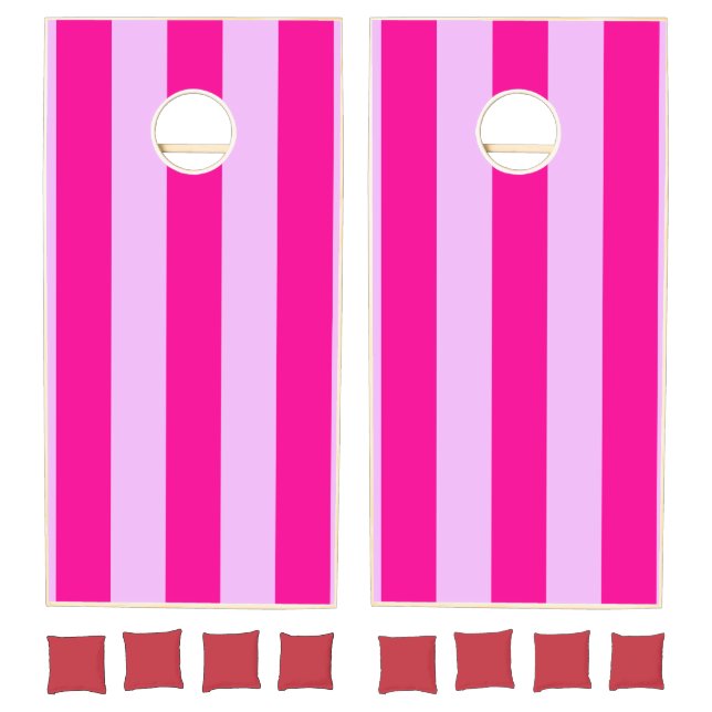 Pink & Magenta Stripe Pattern Cornhole Set (Set)