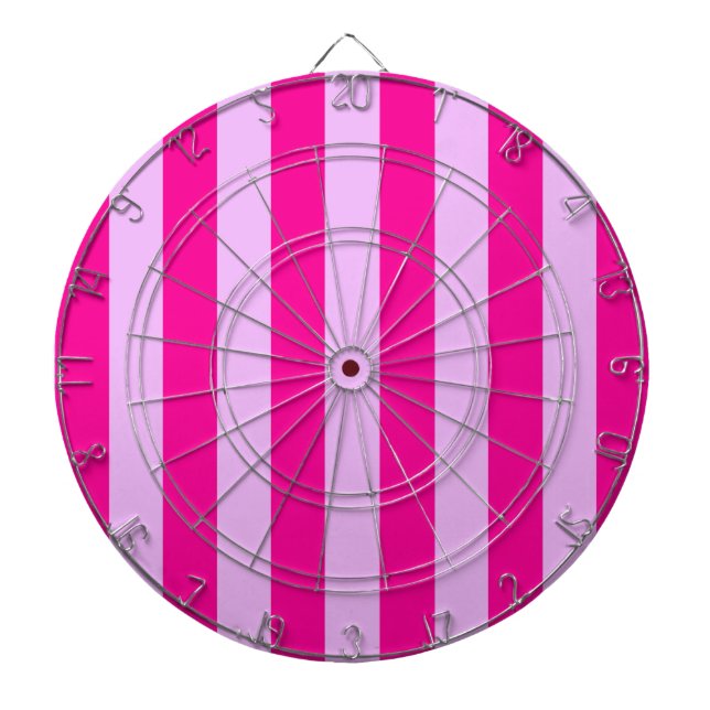 Pink & Magenta Stripe Pattern Dart Board (Front)