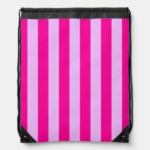 Pink & Magenta Stripe Pattern Drawstring Bag