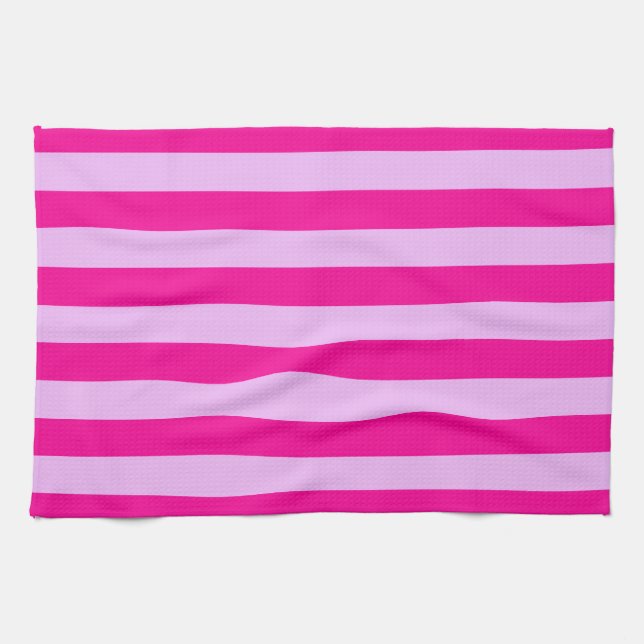 Pink & Magenta Stripe Pattern Kitchen Towel (Horizontal)