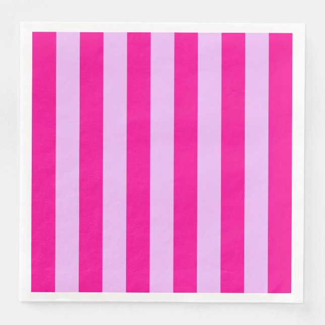 Pink & Magenta Stripe Pattern Paper Dinner Napkins (Front)