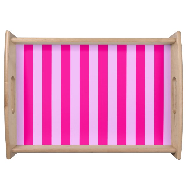 Pink & Magenta Stripe Pattern Serving Tray (Front)