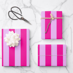 Pink & Magenta Stripe Pattern Wrapping Paper Sheets
