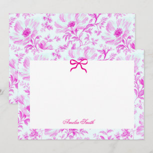 Pink Magenta Summer girly Floral Note Card