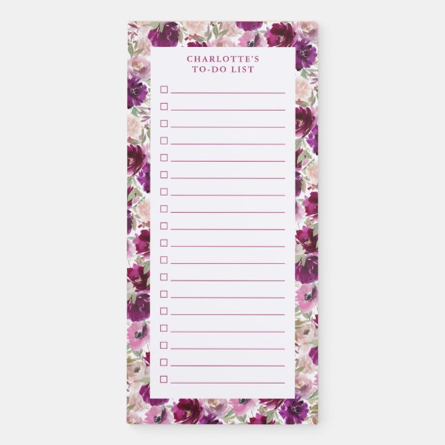 Pink Magenta To-Do List Magnetic Notepad (Front)