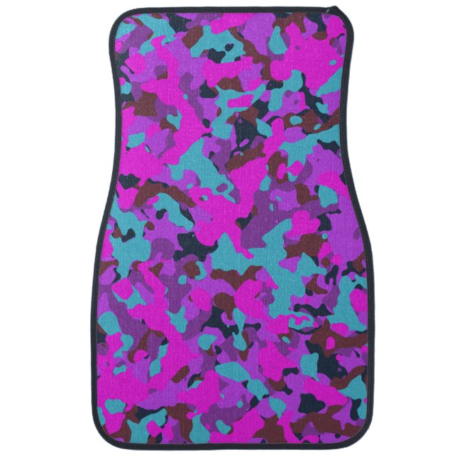 Pink magenta turquoise Camouflage Camo Pattern   Car Floor Mat (Front)