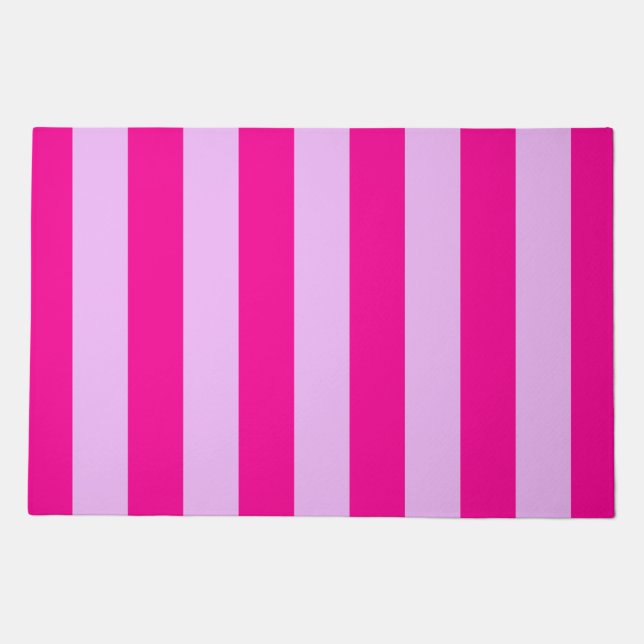 Pink & Magenta Vertical Stripe Pattern Doormat (Front)