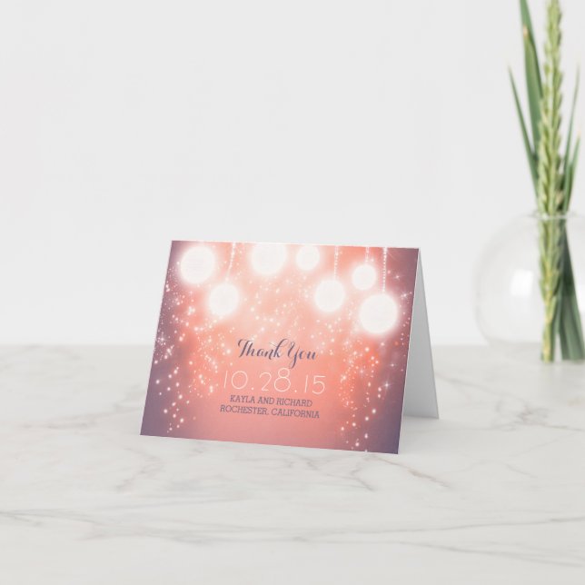 pink magic lights - lanterns wedding thank you (Front)