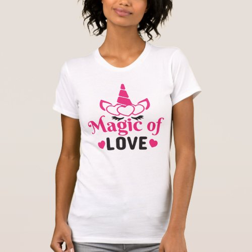 Pink Magic Of Love Unicorn T_Shirt