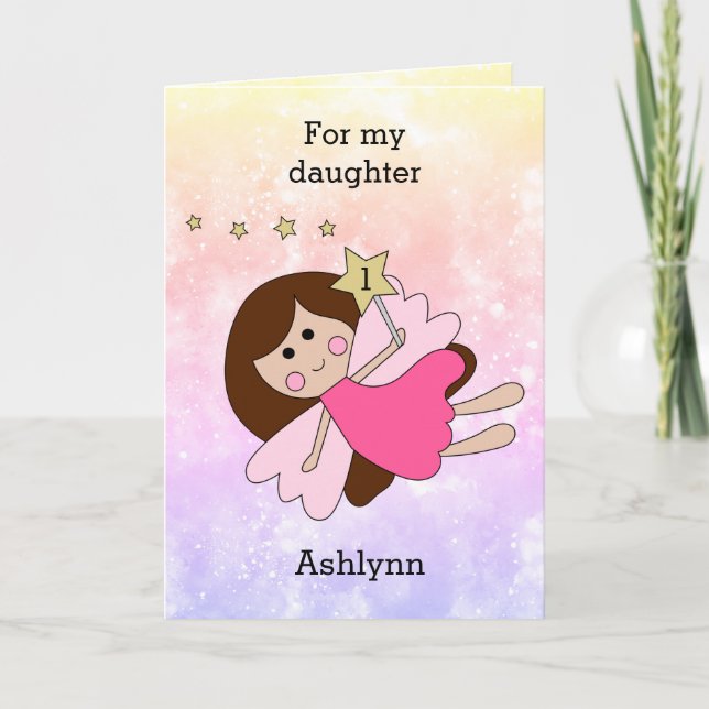 Pink Magical Fairy 1st Birthday Card (Front)