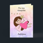 Pink Magical Fairy 1st Birthday Card<br><div class="desc">A personalized fairy 1st birthday card for daughter, granddaughter, goddaughter, etc. The front features a brunette fairy holding a gold wand against a pretty watercolor background. The fairy wand can be personalized with the age you need and the birthday girl's name can be added underneath the fairy. The inside message...</div>