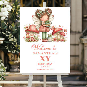 Pink Magical Fairy 3rd Birthday Floral Welcome Sig Poster