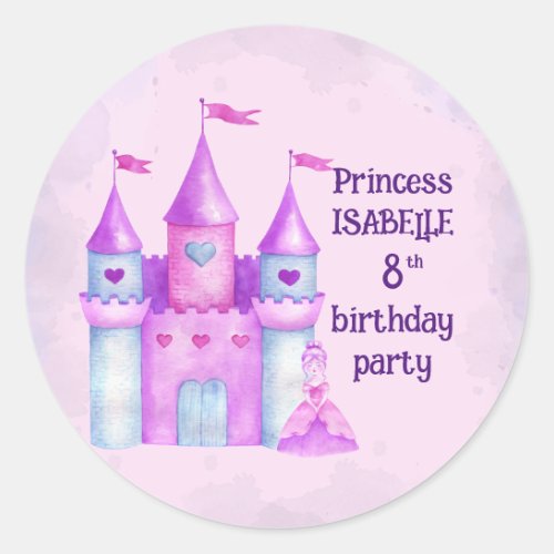 Pink Magical Fairytale Castle Princess Party Classic Round Sticker