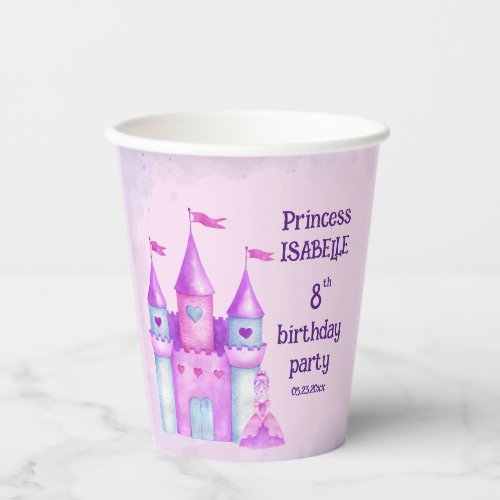 Pink Magical Fairytale Castle Princess Party Paper Cups
