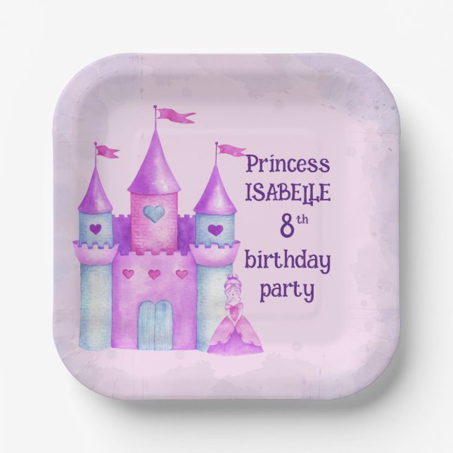 Pink Magical Fairytale Castle Princess Party Paper Plates (Front)