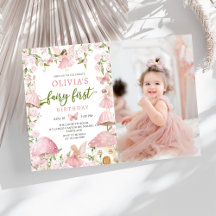 Pink Magical Forest Fairy First Birthday Photo