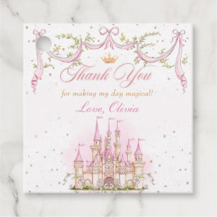 Pink Magical Princess Castle Birthday Favor Tags