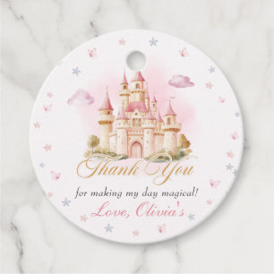 Pink Magical Princess Castle Birthday Favor Tags