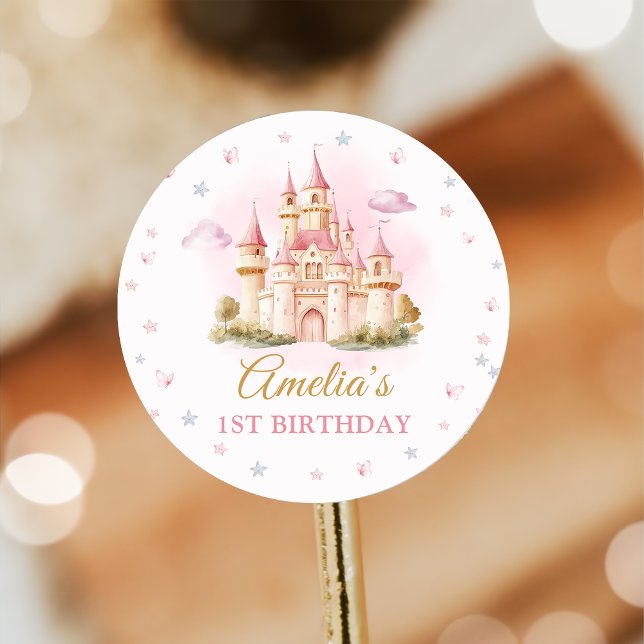 Pink Magical Princess Castle Birthday Sticker (Creator Uploaded)