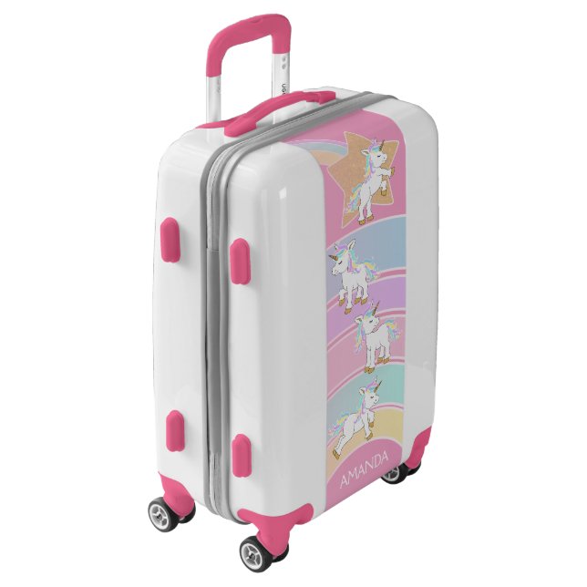 Pink Magical Rainbow 🦄 Unicorns Luggage (Rotated Left)