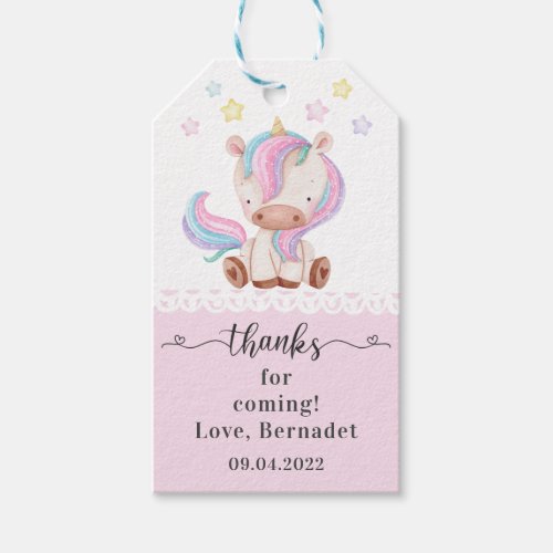 Pink Magical Unicorn Birthday Gift Tags
