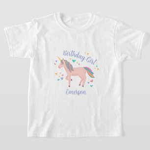 Pink Magical Unicorn Birthday Girl T-Shirt