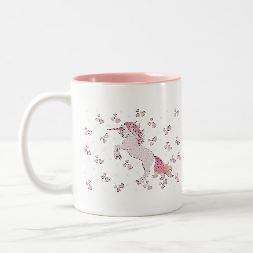 Pink Magical Unicorn Design Two_Tone Coffee Mug