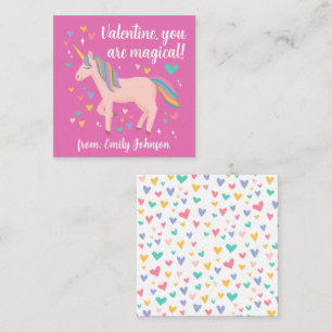 Pink Magical Unicorn Kids Classroom Valentine Note