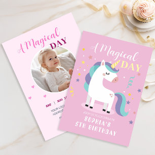 Pink Magical Unicorn Party Invitation