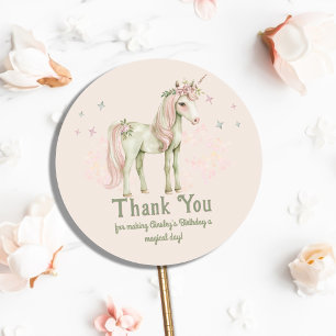 Pink Magical Unicorn Personalized Birthday Classic Round Sticker