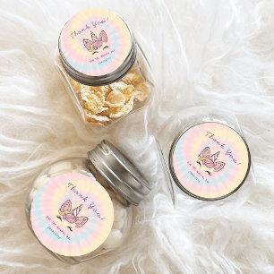 Pink Magical unicorn tie dye gold glitter birthday Classic Round Sticker