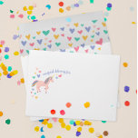 Pink Magical Unicorn with Rainbow Hearts Envelope<br><div class="desc">A prancing soft rose pink unicorn with rainbow mane and tail decorates this magically sweet envelope with a custom pre-printed return address and colorful hearts making it the perfect addition to birthday party invitations or to create a custom set of children't personal stationery.</div>