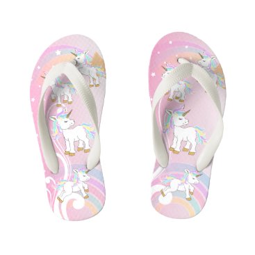 Pink Magical Unicorns Kid's Flip Flops