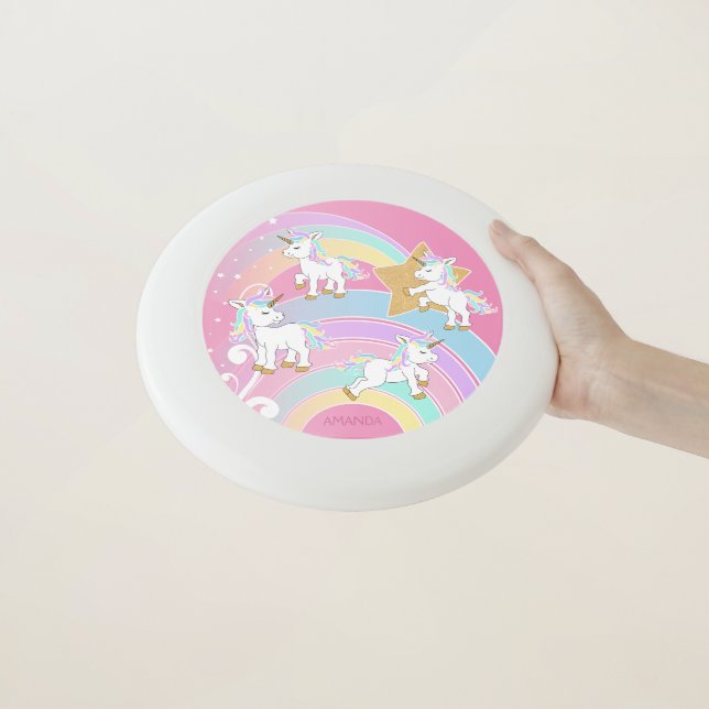 Pink Magical Unicorns Wham-O Frisbee (In Hand)