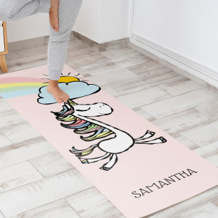 Pink Magical Yoga Unicorn Illustration Mat