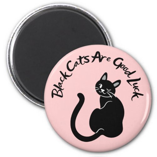 Pink Magnet _ Black Cats Are Good Luck