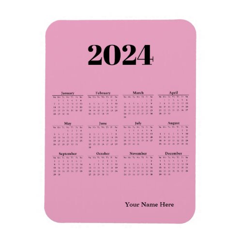 Pink magnetic card for 2024 calendar magnet