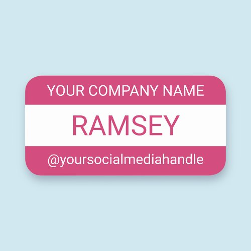 Pink Magnetic Name Tag with Promotional Text