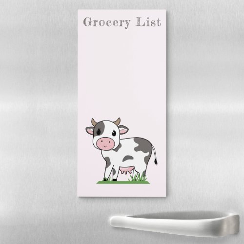 Pink Magnetic Notepad with a Cute Cow