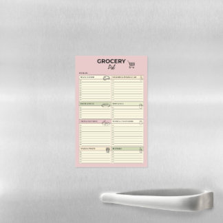 Pink Magnetic Weekly Grocery List – Dry Erase Sheet