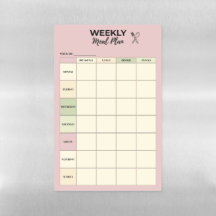 Pink Magnetic Weekly Meal Plan – Dry Erase
