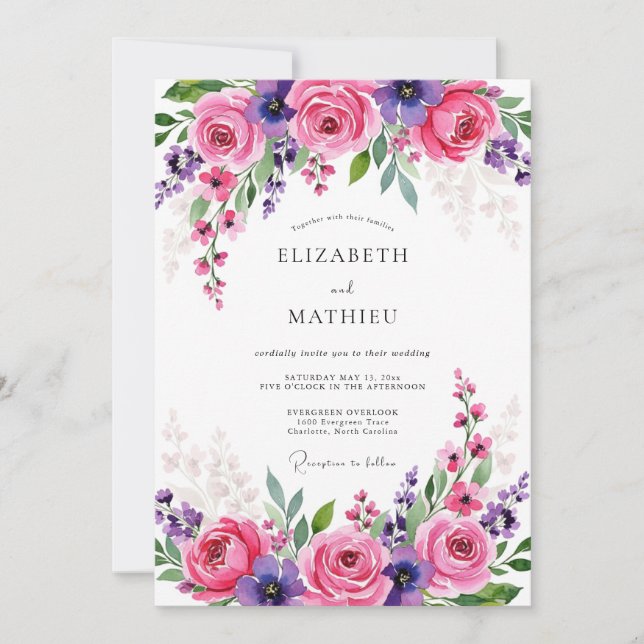 Pink Magnificent Spring Wedding Invitation (Front)