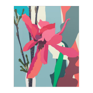 Pink Magnolia Abstract Floral Color Blocks Home    Acrylic Print